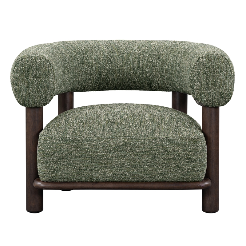 Pemberly Row Fabric Upholstered Accent Chair Green with Wood Frame