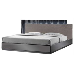 Pemberly Row Poplar Wood Cal King Platform Bed in Black/Zebra Gray