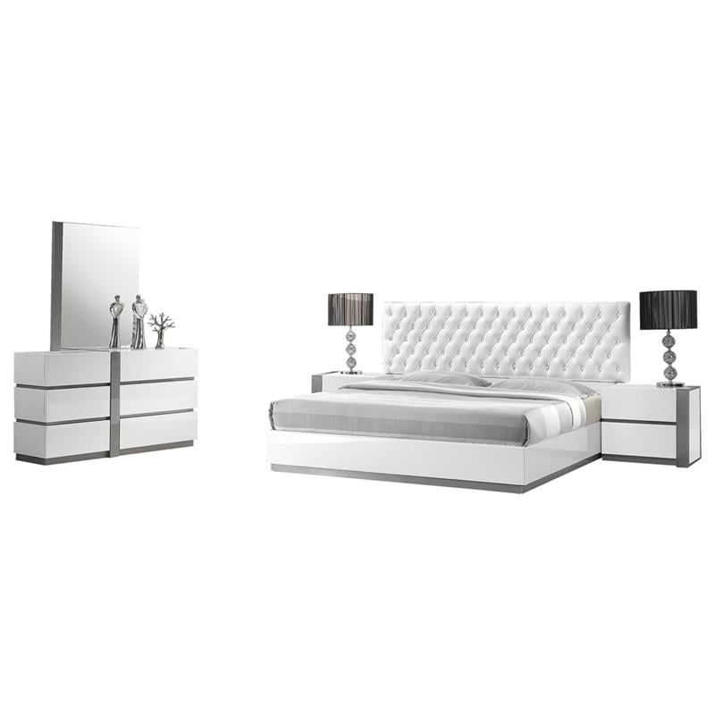 Pemberly Row 5-Piece Engineered Wood Cal King Bedroom Set in White