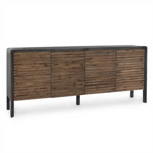 Pemberly Row 79&quot Reclaimed Elm Wood 4-Door Sideboard Black/Natural