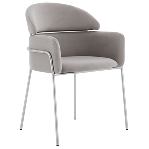 Pemberly Row 19&quot Velvet & Metal Dining Room Chairs in Gray (Set of 2)