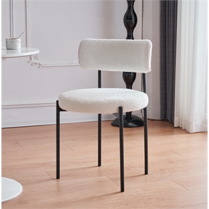 Pemberly Row Boucle Upholstered Inn Esse Dining Chair White (Set of 2)