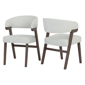 Pemberly Row 18.75&quot Fabric Dining Chair in Brown/Light Gray (Set of 2)