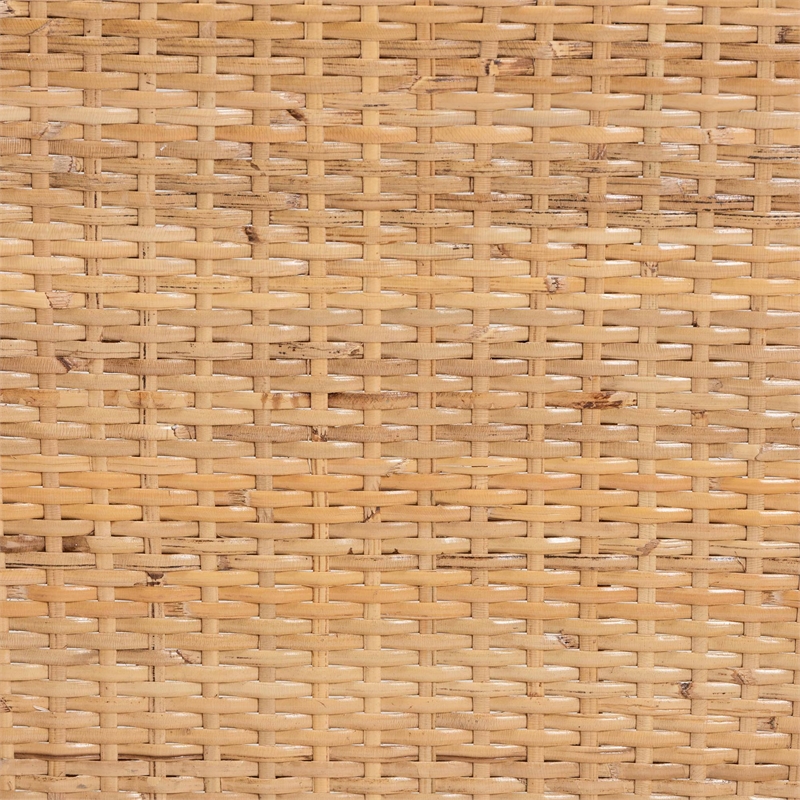 Pemberly Row Natural Rattan and Walnut Brown Acacia Wood Counter Stool