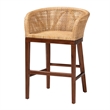 Pemberly Row Natural Rattan and Walnut Brown Acacia Wood Counter Stool
