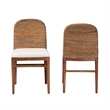 Pemberly Row Natural Seagrass and Acacia Wood 2-Piece Dining Chair Set