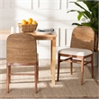 Pemberly Row Natural Seagrass and Acacia Wood 2-Piece Dining Chair Set