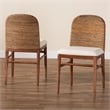 Pemberly Row Natural Seagrass and Acacia Wood 2-Piece Dining Chair Set