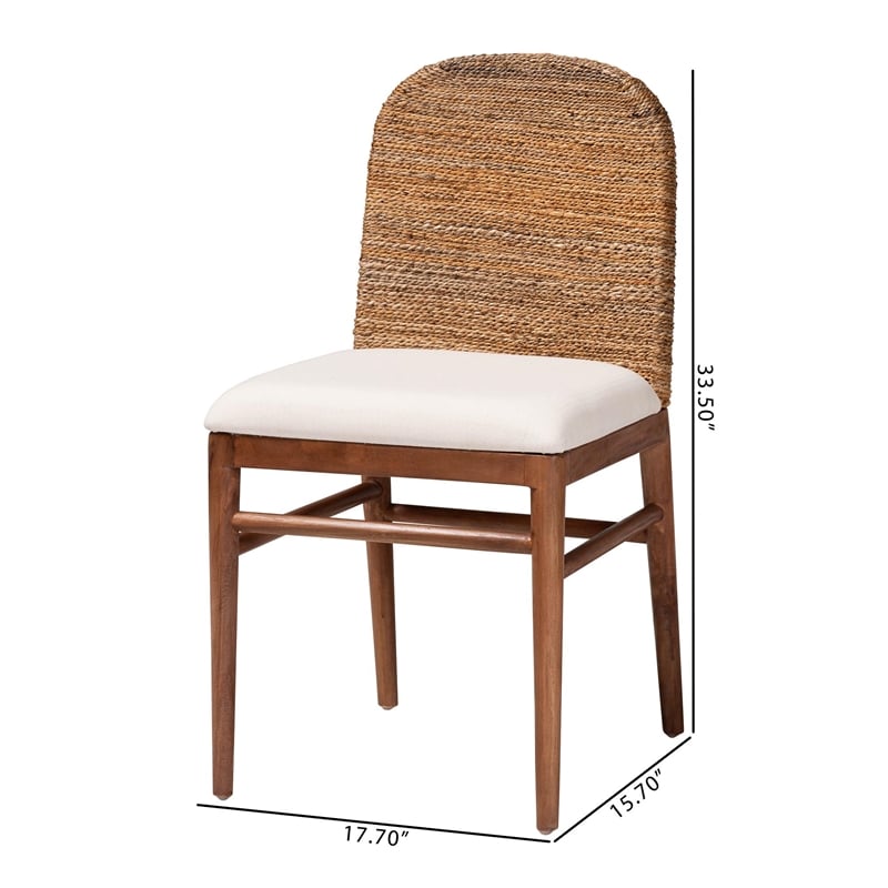Pemberly Row Natural Seagrass and Acacia Wood 2-Piece Dining Chair Set