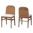 Pemberly Row Natural Seagrass and Acacia Wood 2-Piece Dining Chair Set