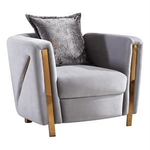 Pemberly Row Thick Velvet Fabric Upholstered Chair Made With Wood in Gray