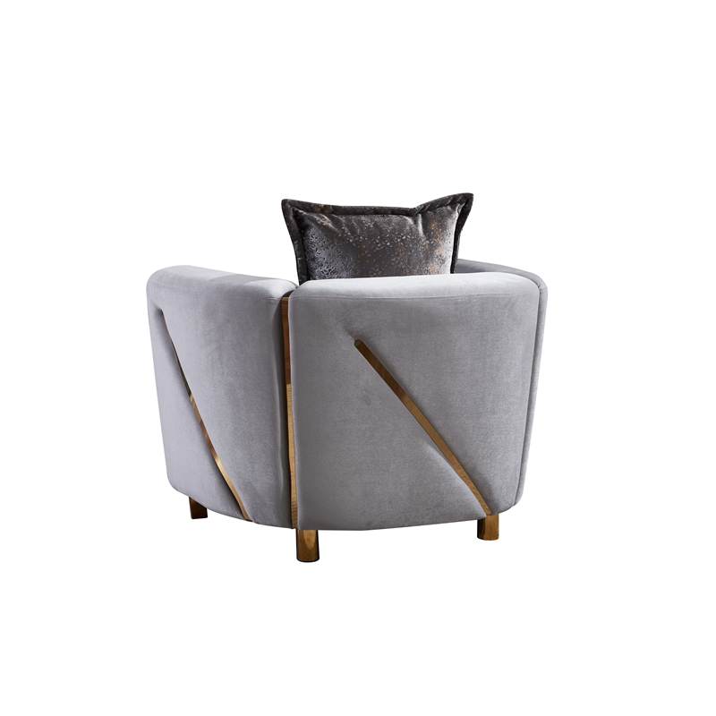 Pemberly Row Thick Velvet Fabric Upholstered Chair Made With Wood in Gray