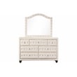 Pemberly Row Crystal Tufted 4PC Queen Bedroom Set in Cream made with Wood
