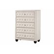 Pemberly Row Crystal Tufted Modern 5-Drawer Chest made with wood in Cream