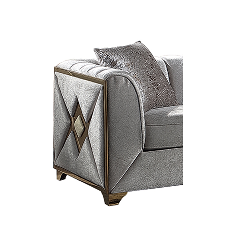 Pemberly Row Modern Loveseat in Gold Finish Made with Wood in Cream Color