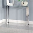 Pemberly Row Modern Narrow Clear Glass Console Table with Chrome Legs 36