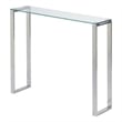 Pemberly Row Modern Narrow Clear Glass Console Table with Chrome Legs 36