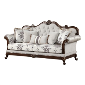 Pemberly Row Traditional button tufted Sofa made with wood in White