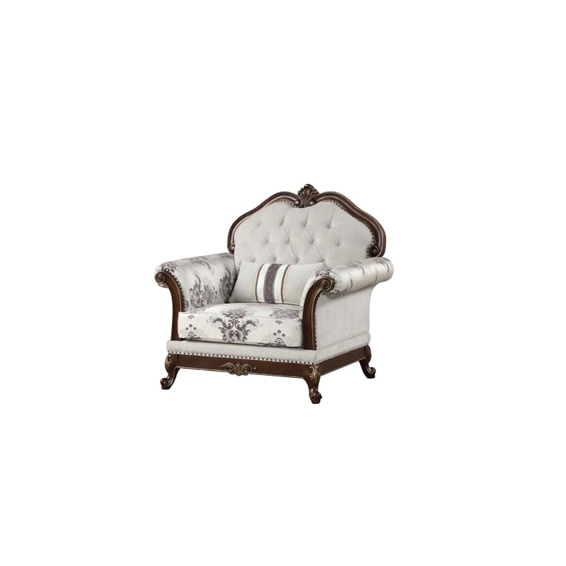 Pemberly Row Traditional 3PC button tufted Living Room Set in White