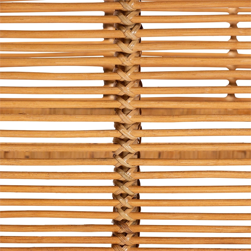 Pemberly Row Natural Brown Rattan and Teak Wood 2-Tier Kitchen Cart