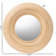 Pemberly Row Bohemian Natural Brown Rattan Round Accent Wall Mirror