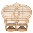Pemberly Row Bohemian Natural Brown Rattan Two-Seater Peacock Chair