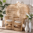 Pemberly Row Bohemian Natural Brown Rattan Two-Seater Peacock Chair