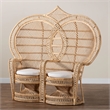 Pemberly Row Bohemian Natural Brown Rattan Two-Seater Peacock Chair