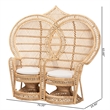 Pemberly Row Bohemian Natural Brown Rattan Two-Seater Peacock Chair