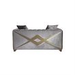 Pemberly Row Modern Loveseat in Gold Finish Made with Wood in Silver Color
