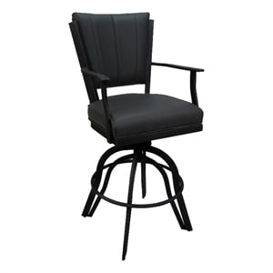 Pemberly Row Counter 26&quot Swivel Metal Bar Stool - Gray Vinyl - Black Frame