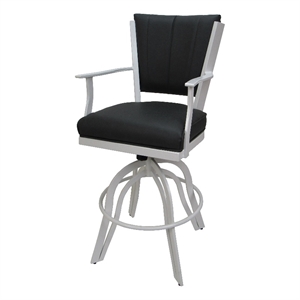 Pemberly Row Counter 26&quot Swivel Metal Bar Stool - Gray Vinyl - White Frame