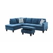 Pemberly Row L Shaped Blue Couch with Ottoman(Pillows Included) Microfiber