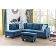 Pemberly Row L Shaped Blue Couch with Ottoman(Pillows Included) Microfiber