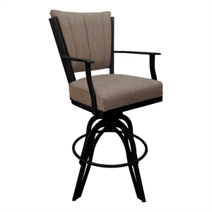 Pemberly Row 30&quot Swivel Metal Bar Stool - Basin Beige - Black Frame