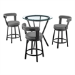 Pemberly Row 4PC Modern Metal/Faux Leather Dining Set in Gray/Black