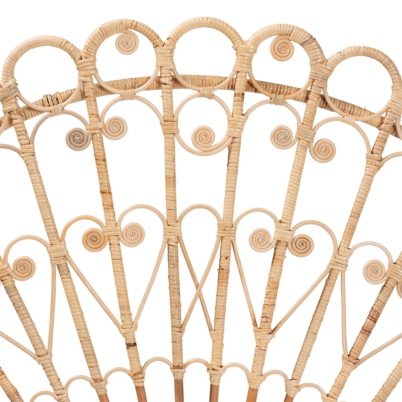 Pemberly Row Rattan Queen Size Standalone Headboard in Natural Brown