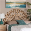 Pemberly Row Rattan Queen Size Standalone Headboard in Natural Brown