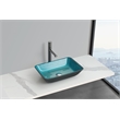 Pemberly Row Rectangular Tempered Glass Vessel Bathroom Sink in Blue