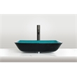 Pemberly Row Rectangular Tempered Glass Vessel Bathroom Sink in Blue