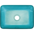 Pemberly Row Rectangular Tempered Glass Vessel Bathroom Sink in Blue