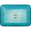 Pemberly Row Rectangular Tempered Glass Vessel Bathroom Sink in Blue