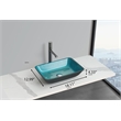 Pemberly Row Rectangular Tempered Glass Vessel Bathroom Sink in Blue