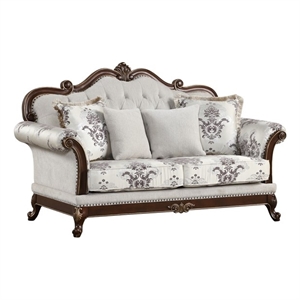 Pemberly Row Traditional button tufted Loveseat made with wood in White