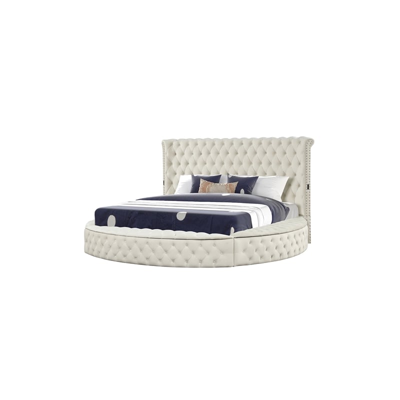 Pemberly Row King Tufted Upholstery Storage Bed made with Wood in Cream