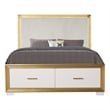 Pemberly Row Contemporary King Tufted Bed Made with Wood in Gold Finish
