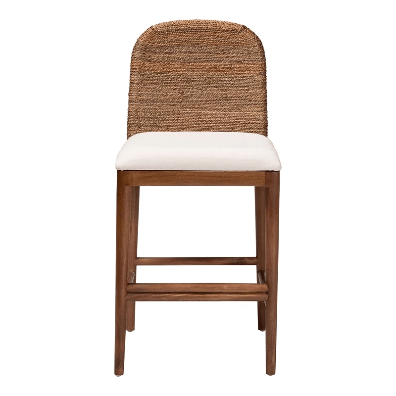 Pemberly Row Natural Seagrass and Acacia Wood Counter Stool