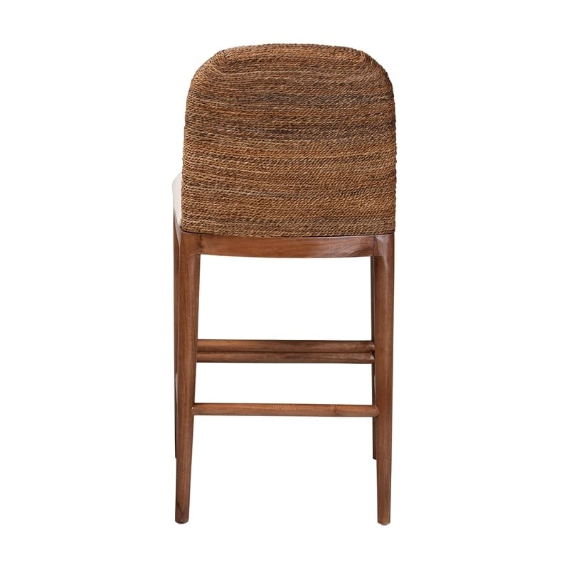 Pemberly Row Natural Seagrass and Acacia Wood Counter Stool