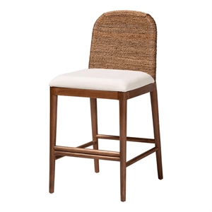 Pemberly Row Natural Seagrass and Acacia Wood Counter Stool