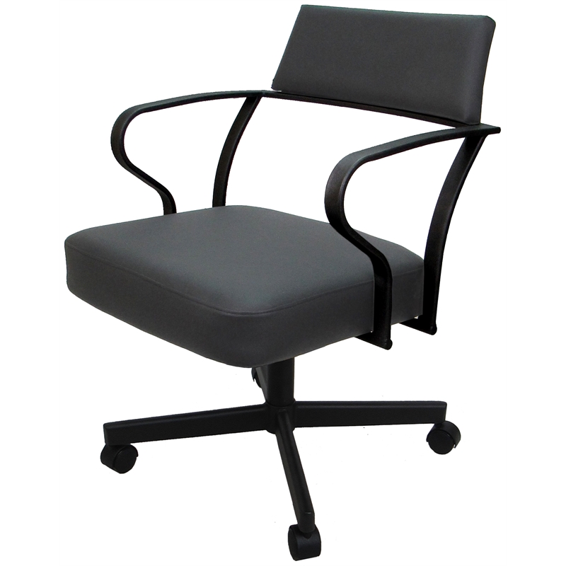 Pemberly Row Swivel Tilt Metal Dining Caster Chair - Gray - Black Frame